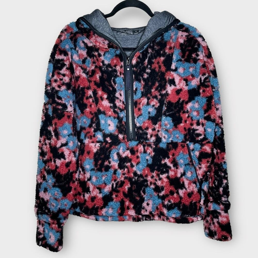 Prana Floral Polar Escape Half Zip Fleece Pullover Women's Large Cozy Hiking View 2